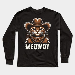 Meowdy Cat in Cowboy Hat Long Sleeve T-Shirt